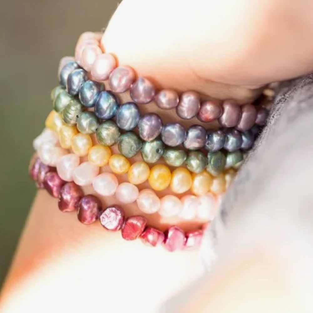 Honora Genuine Yellow Lemon Cultured Pearls with Logo Charm Stretch Bracelet